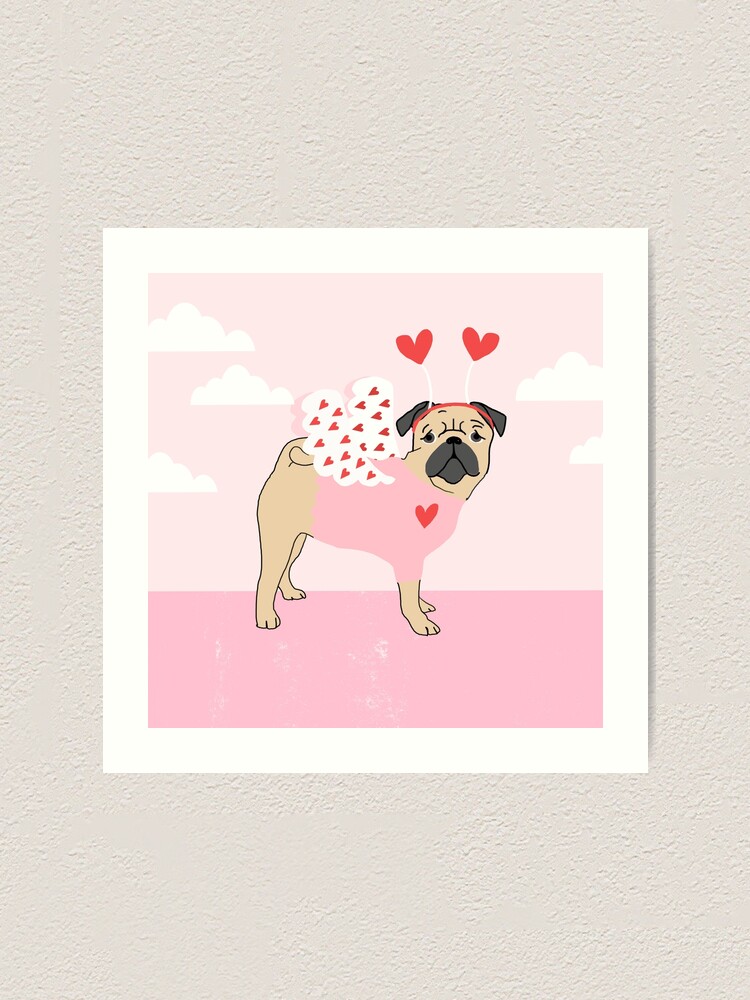 Thumbnail 2 of 3, Art Print, Pug love valentines day dog gift love pug bug pugs pure breed lovers designed and sold by PetFriendly.
