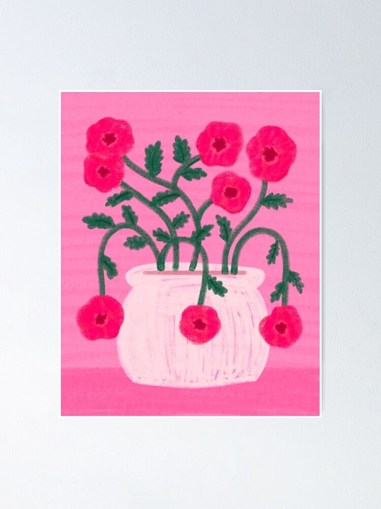 Poster for Sale avec l'œuvre « Fleurs roses Dessin inspiré