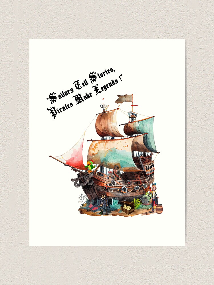 Piracy Digital Art Prints Pirate Ship Artwork Kraken Sea Ocean