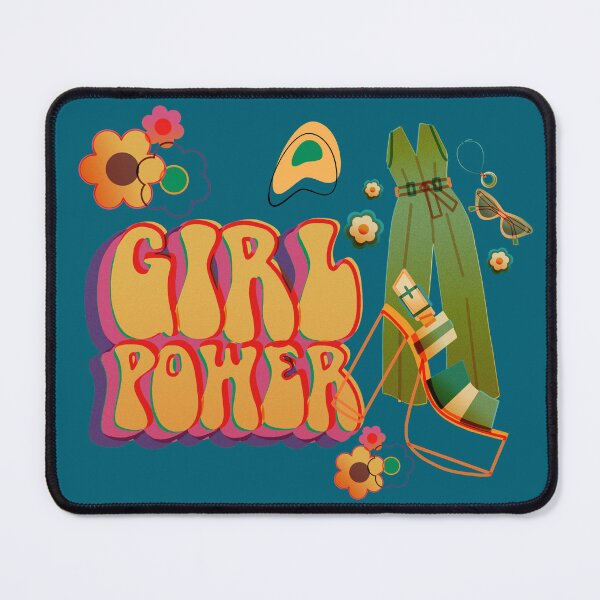 Item preview, Up the girl power, Illustration with a retro vibe full of flowers, clothes and characteristic feminine heels, with a phrase of female empowerment. designed and sold by Malogue.