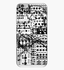 analog synthesizer modular system - black and white illustration iPhone Case