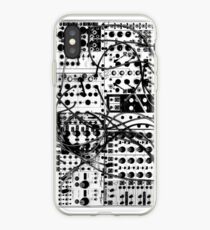 analog synthesizer modular system - black and white illustration iPhone Case