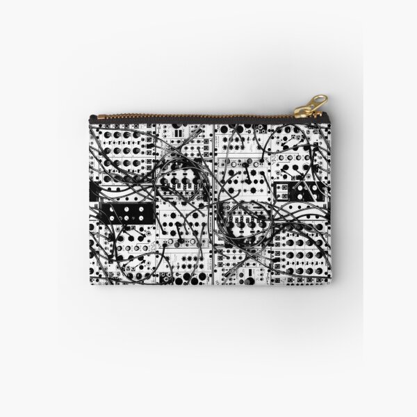 Item preview, analog synthesizer modular system - black and white illustration designed and sold by ohaniki.