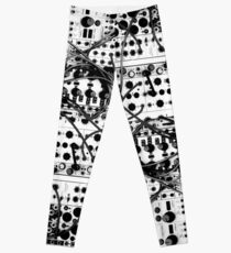 analog synthesizer modular system - black and white illustration Leggings