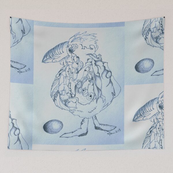 Item preview, Funky Bird pencil drawing by Winnie Tam, Redbubble Artist designed and sold by Winnie Tam.