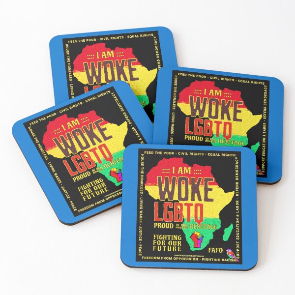 Item preview, PMD00763 Progressive Movement Designs Woke LGBTQ Africa design shows you are woke and support progressive goals for progressive Democrats Independents and Bernie Sanders supporters designed and sold by ProgressiveLeft.