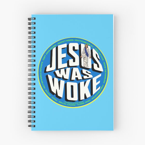 Aperçu de l'œuvre PMD00765 Le design du mouvement progressiste Jesus Was Woke montre que vous êtes éveillé et que vous soutenez les objectifs politiques progressistes des démocrates progressistes chrétiens, des indépendants et des partisans de Bernie Sanders créée et vendue par ProgressiveLeft.