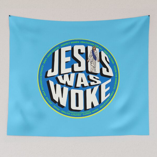Artikelvorschau, PMD00765 Progressive Movement Designs „Jesus Was Woke“-Design zeigt, dass Sie aufgewacht sind und progressive politische Ziele für christliche progressive Demokraten, Unabhängige und Anhänger von Bernie Sanders unterstützen entworfen und verkauft von ProgressiveLeft.
