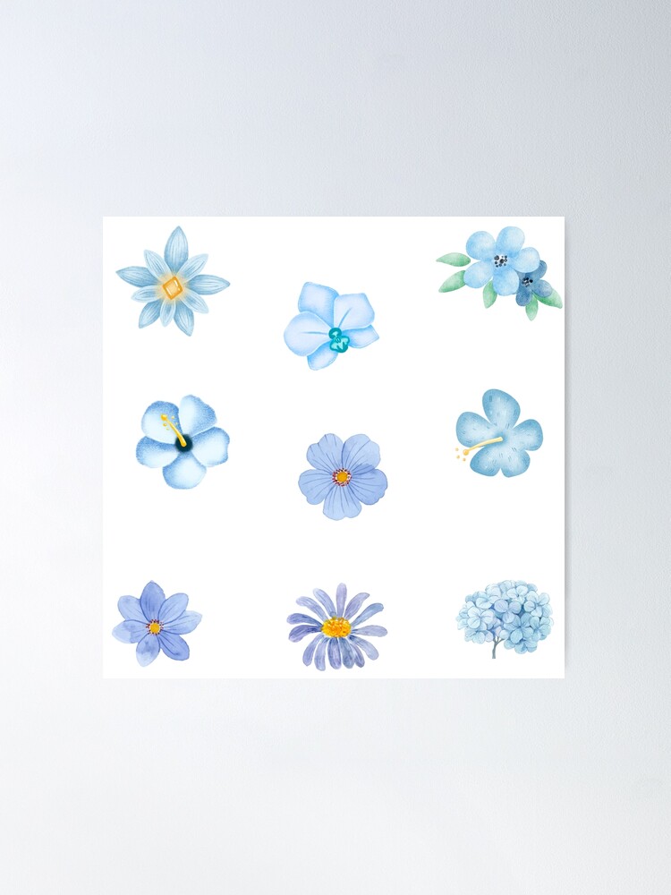 Watercolor Light Blue Flowers  Poster for Sale by silviaol