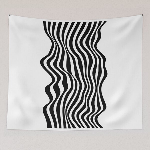 Item preview, Wavy and asymmetric movement of black and white lines designed and sold by arteopolis.