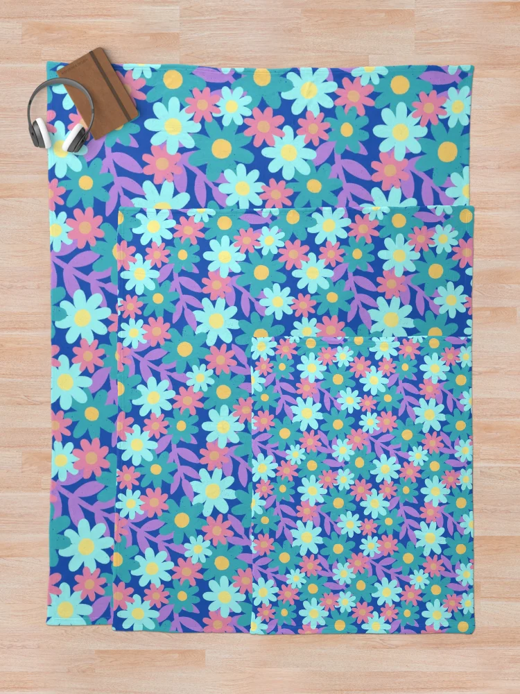 Thumbnail 5 of 6, Throw Blanket, New Spring Flower Pattern Design designed and sold by AlwaysBeColoring.