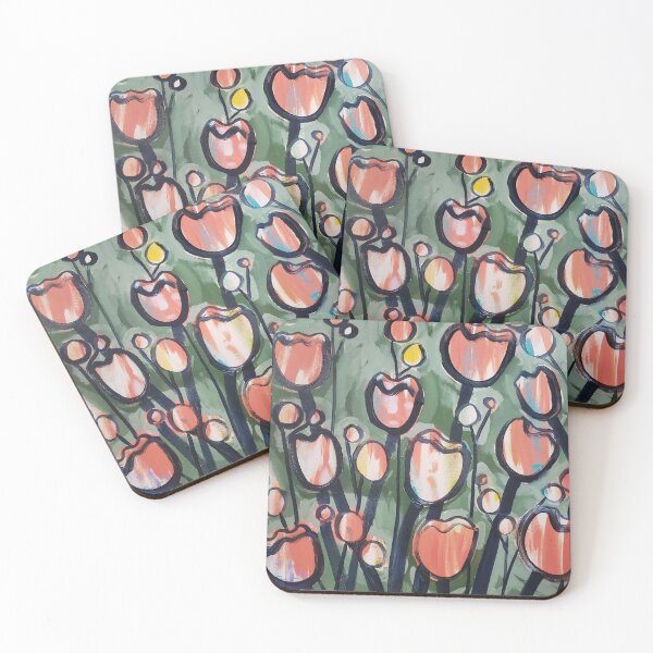 Item preview, Tulip Frenzy, Green + Peach designed and sold by Filomena Jack.