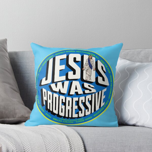 Aperçu de l'œuvre PMD00766 Le design du mouvement progressiste Jésus était progressiste montre que vous soutenez les objectifs politiques progressistes des démocrates progressistes chrétiens, des indépendants et des partisans de Bernie Sanders créée et vendue par ProgressiveLeft.