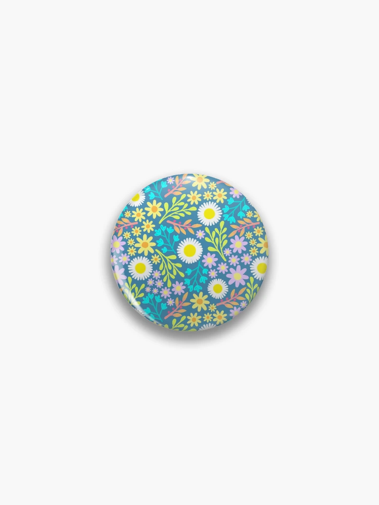 Thumbnail 1 of 3, Pin, Blue Spring Flower Pattern designed and sold by AlwaysBeColoring.