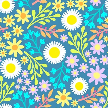 Artwork thumbnail, Blue Spring Flower Pattern by AlwaysBeColoring