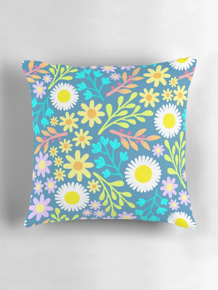 Thumbnail 3 of 4, Pillow, Blue Spring Flower Pattern designed and sold by AlwaysBeColoring.