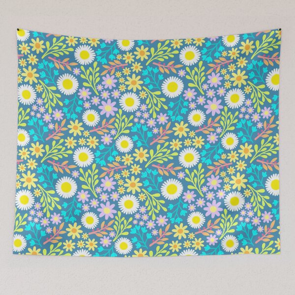 Item preview, Blue Spring Flower Pattern designed and sold by AlwaysBeColoring.