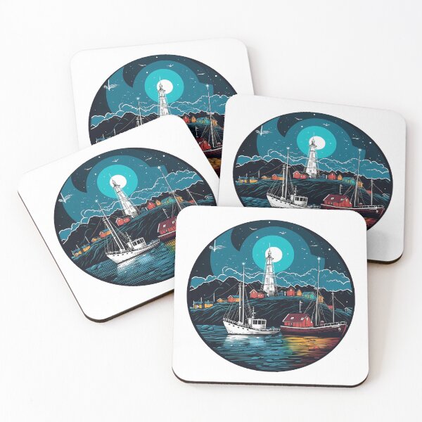 Item preview, Cups, bags, quilts, and t-shirts with a coastal landscape in the moonlight designed and sold by relso.