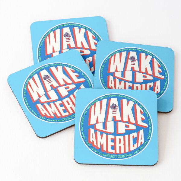 Item preview, PMD00770 Progressive Movement Designs Wake Up America design shows you are woke and support progressive policy goals for progressive Democrats Independents and Bernie Sanders supporters designed and sold by ProgressiveLeft.