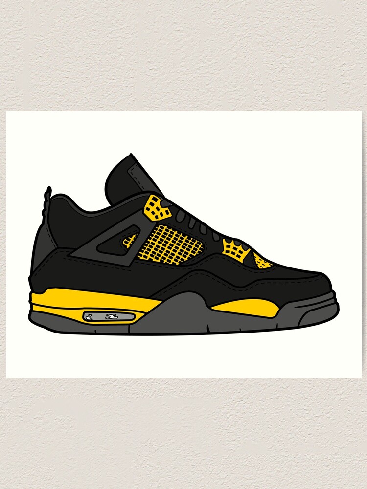 Jordan 4 Black and Yellow Art Print for Sale by Fairservices Redbubble