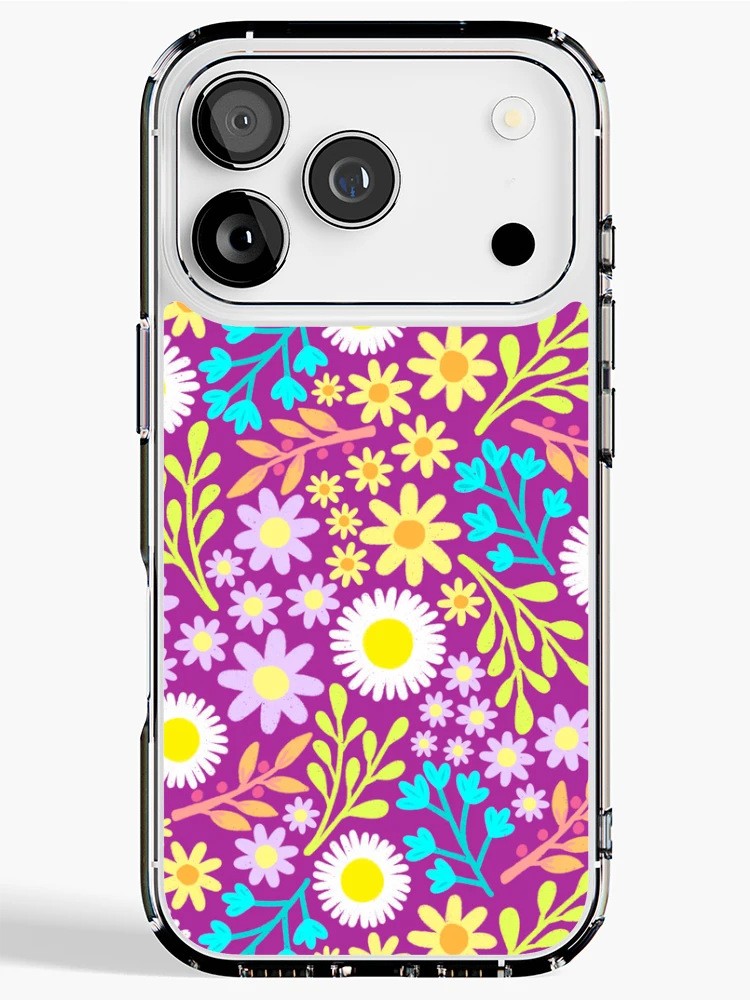 Thumbnail 1 of 5, iPhone Case, Magenta Spring Flower Pattern designed and sold by AlwaysBeColoring.