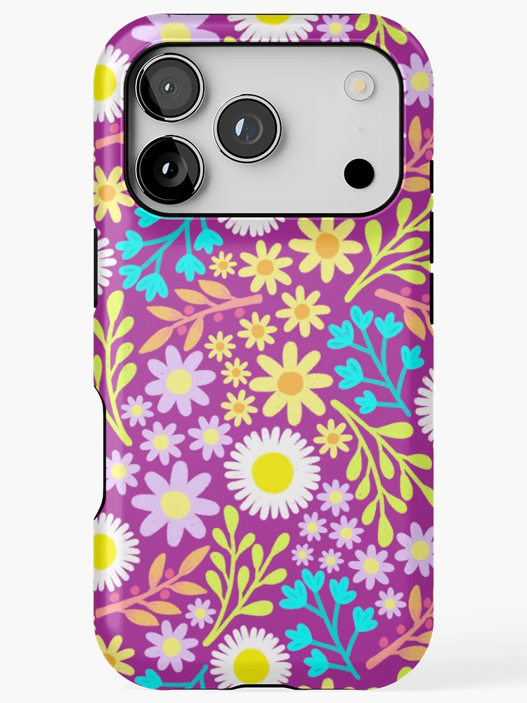 Thumbnail 1 of 4, iPhone Case, Magenta Spring Flower Pattern designed and sold by AlwaysBeColoring.