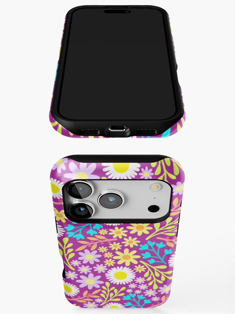 Thumbnail 3 of 4, iPhone Case, Magenta Spring Flower Pattern designed and sold by AlwaysBeColoring.