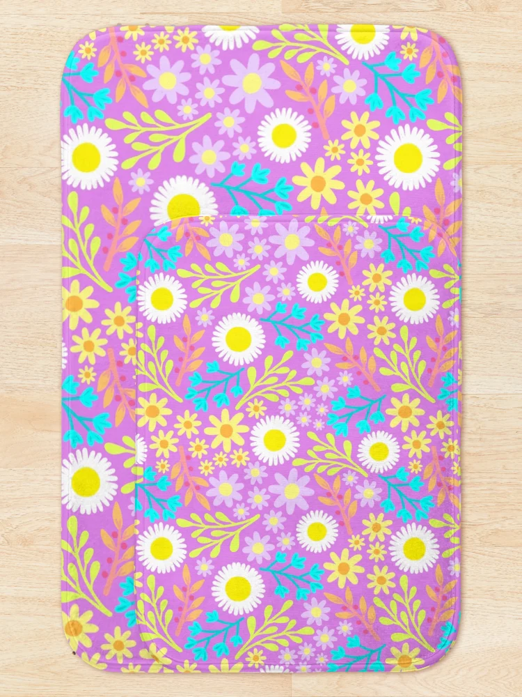 Thumbnail 5 of 6, Bath Mat, Spring Flower Pattern designed and sold by AlwaysBeColoring.