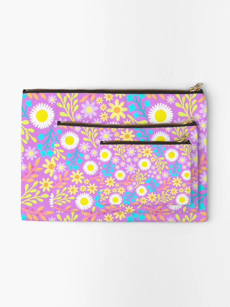 Thumbnail 2 of 4, Zipper Pouch, Spring Flower Pattern designed and sold by AlwaysBeColoring.