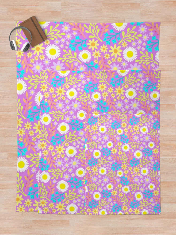 Thumbnail 5 of 6, Throw Blanket, Spring Flower Pattern designed and sold by AlwaysBeColoring.