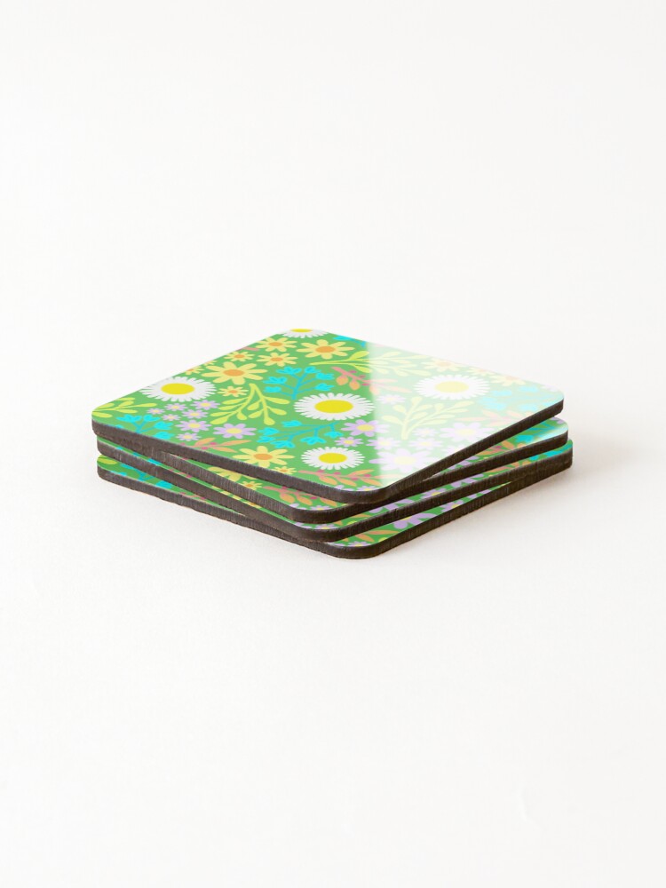 Thumbnail 4 of 5, Coasters (Set of 4), Green Spring Pattern Design  designed and sold by Awfriers.