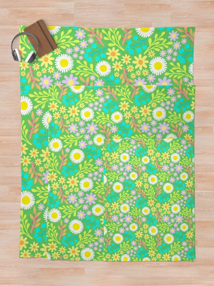 Thumbnail 5 of 6, Throw Blanket, Green Spring Pattern Design designed and sold by AlwaysBeColoring.