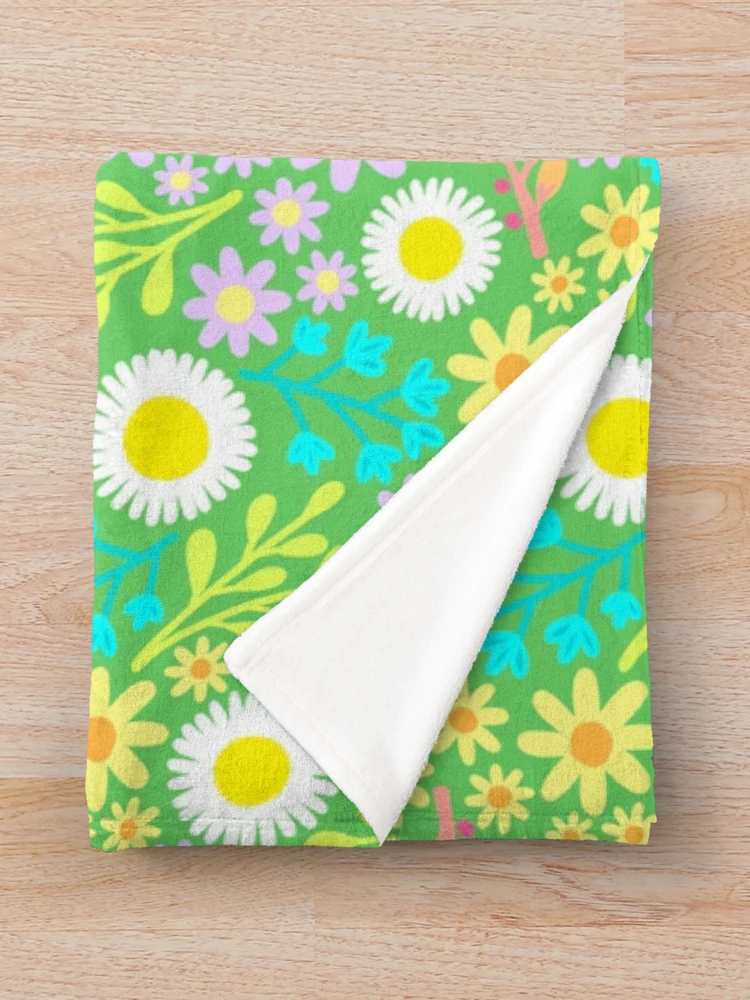 Thumbnail 3 of 6, Throw Blanket, Green Spring Pattern Design designed and sold by AlwaysBeColoring.