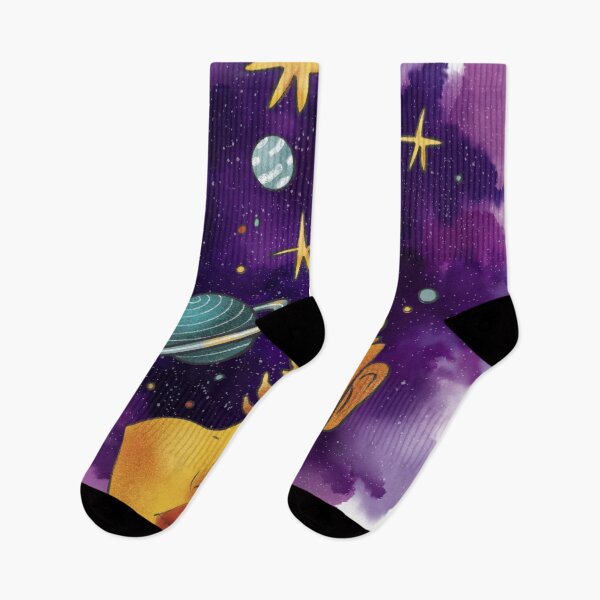 Aperçu de l'œuvre Beautiful Cosmic Purple Head with Planets Floating Around créée et vendue par VersoShopping.
