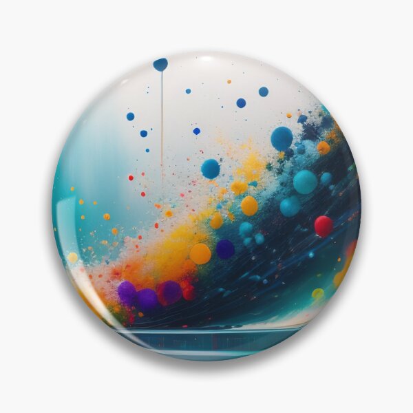 Item preview, Vibrant ink splat background image. A rippling wave of water crashes into the ocean along with multiple exploding, multi-color globules of color. Sufficient blank space for titling. Digital art. designed and sold by Bookwyrm-Bazaar.
