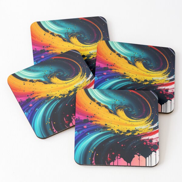 Item preview, Vibrant and dramatic swirl of colorful ink splats in a gorgeous curving vortex pattern. Aggressive splotching and distress to simulate forceful movement. Blending of rainbow colors. Digital art. designed and sold by Bookwyrm-Bazaar.
