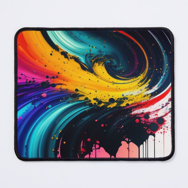 Item preview, Vibrant and dramatic swirl of colorful ink splats in a gorgeous curving vortex pattern. Aggressive splotching and distress to simulate forceful movement. Blending of rainbow colors. Digital art. designed and sold by Bookwyrm-Bazaar.