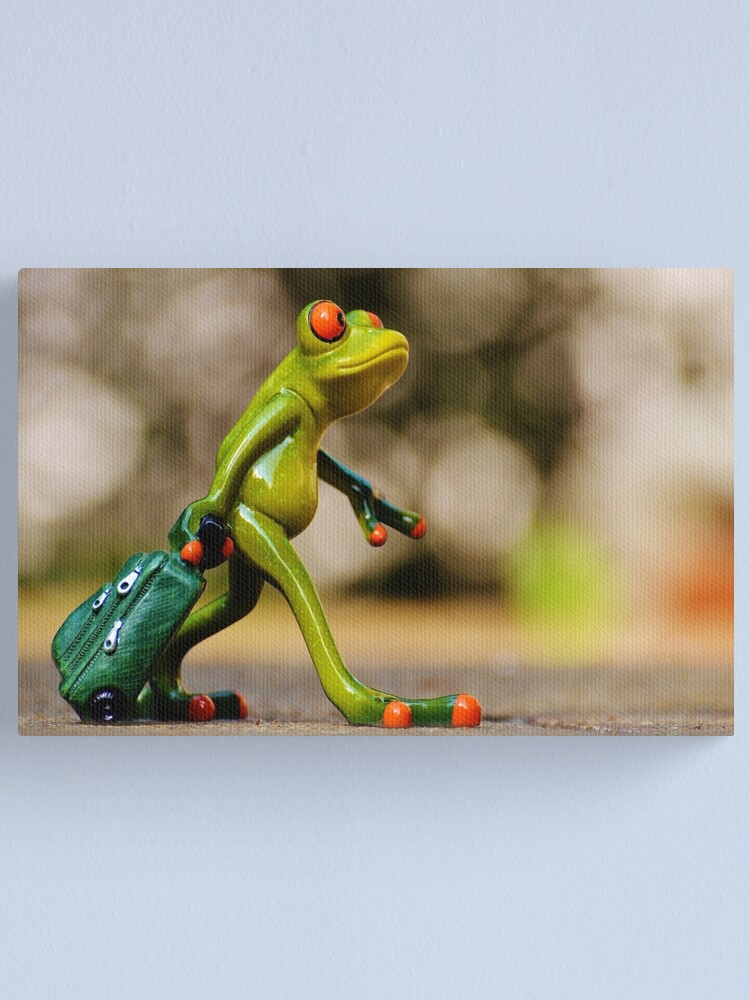 Frog art, walking frog, green art Canvas Print for Sale by
