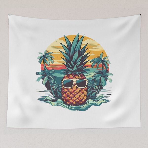 Item preview, Cups, bags, quilts, and t-shirts with a pineapple wearing sunglasses on vacation at the beach designed and sold by relso.
