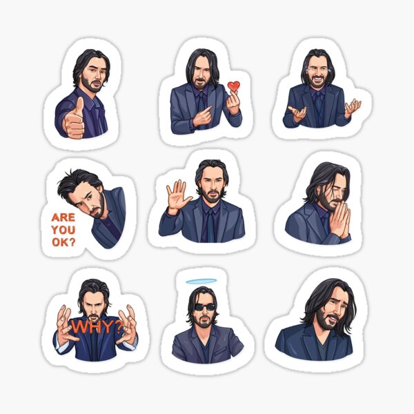 Artikel-Vorschau von Blaue Autocollant-Packung von Keanu Reeves, designt und verkauft von 1001-STICKERS.