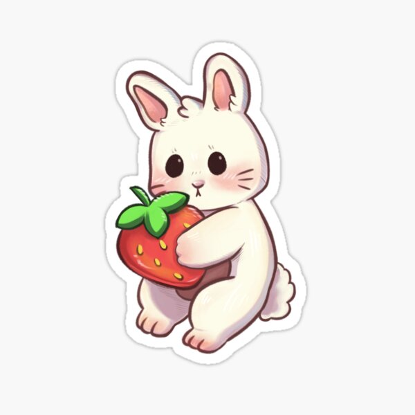 Cute strawberry bunny - Strawbunny Sticker for Sale by Yaragold