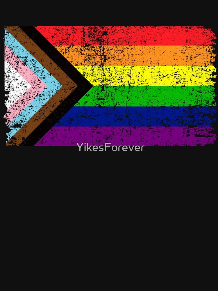 Discover Distressed Progress Gay Pride Flag| Vintage Gay Pride Shirt| Retro LGBT Rainbow Tee | New Pride Flag | Essential T-Shirt 