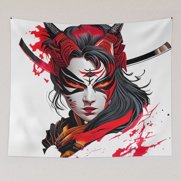 Item preview, The Art of Kumadori - A Woman's Portrait Against a Background of Blood designed and sold by GalihDA.
