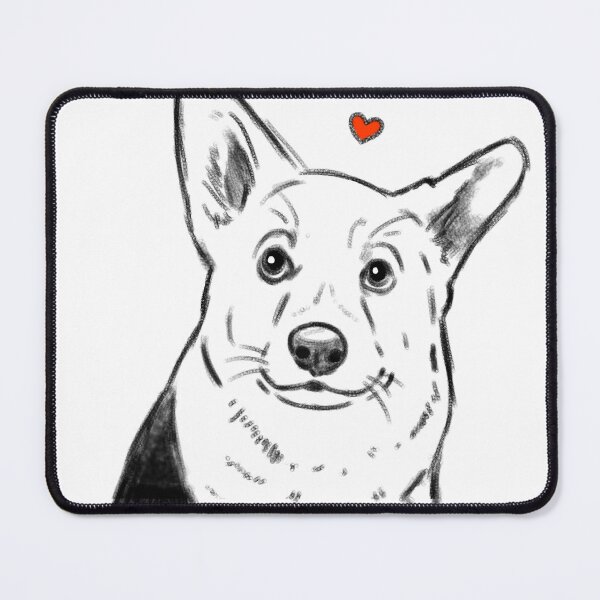 Artikelvorschau, Corgi-Skizze, Corgi-Porträt, Corgi-Illustration, Corgi und Herz entworfen und verkauft von Furkid Studio.