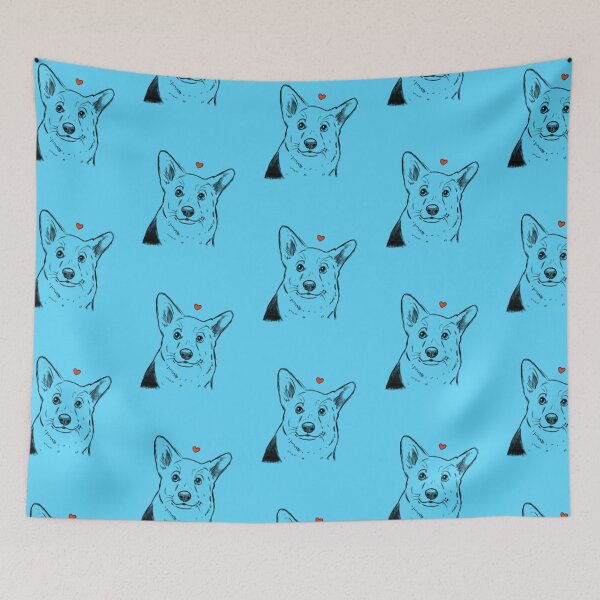 Artikelvorschau, Corgi-Skizze, Corgi-Porträt, Corgi-Illustration, Corgi und Herz entworfen und verkauft von Furkid Studio.