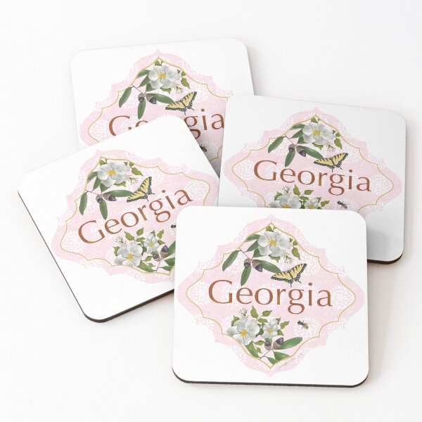 Item preview, Georgia State Pride| Georgia State Flower Cherokee Rose Live Oak Tree Honybee Tiger Swallowtail | US State Collection State Icon Illustration designed and sold by JourneyHomeMade.