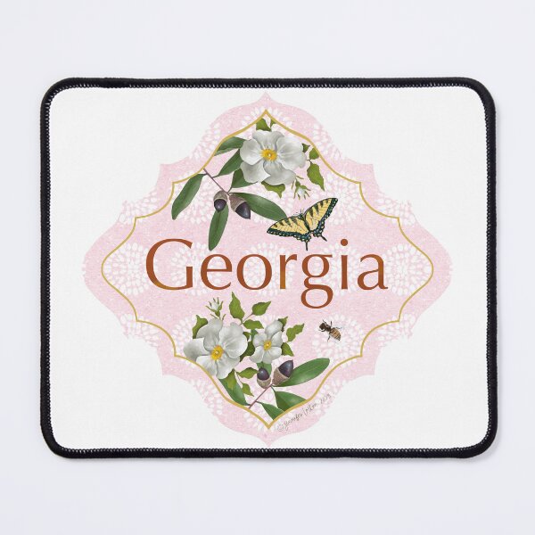 Item preview, Georgia State Pride| Georgia State Flower Cherokee Rose Live Oak Tree Honybee Tiger Swallowtail | US State Collection State Icon Illustration designed and sold by JourneyHomeMade.