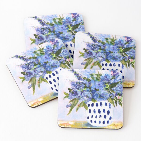 Item preview, Blue floral in dotted vase designed and sold by Jan Rose.