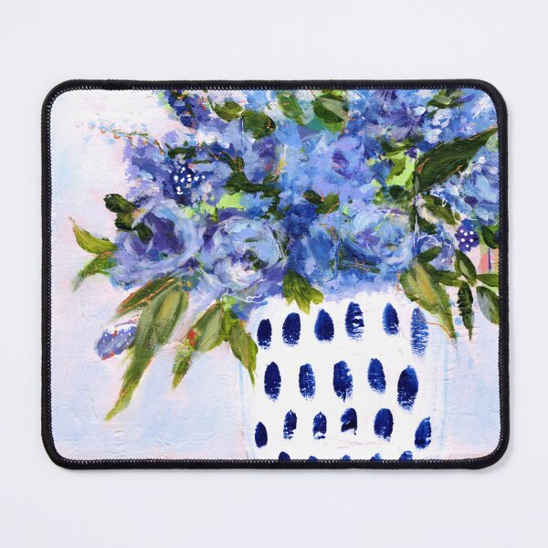 Item preview, Blue floral in dotted vase designed and sold by Jan Rose.