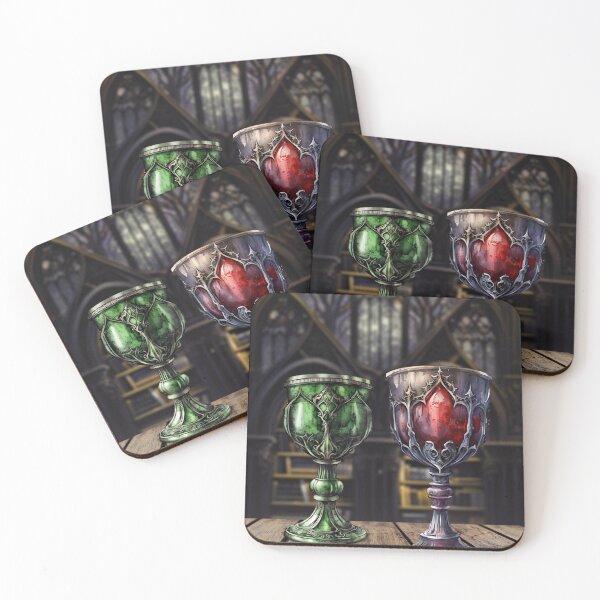 Item preview, Medieval Gothic Green Red Goblet Castle Library designed and sold by ChicoryJunction.